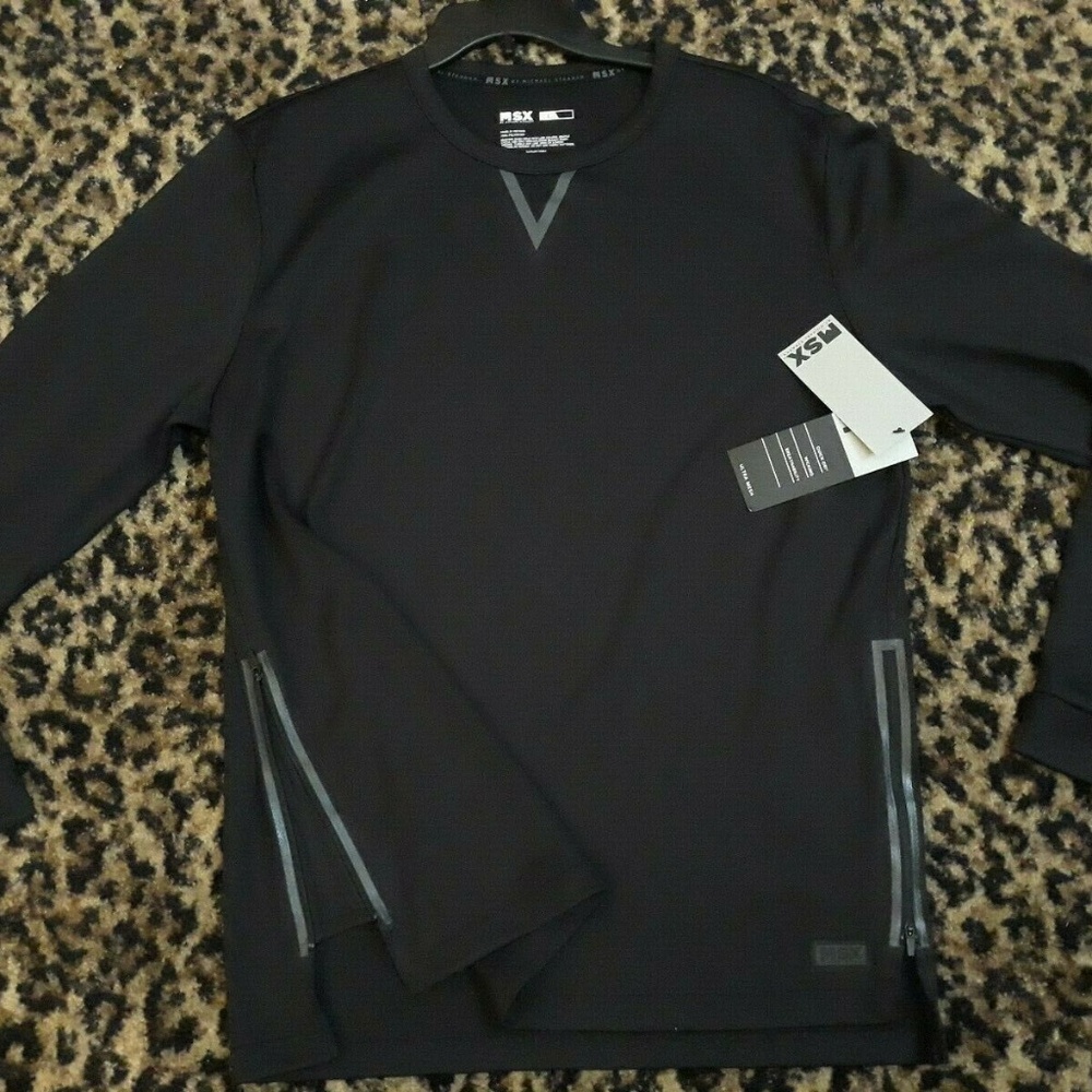 MSX by Michael Strahan Black Wicking Workout Shirt Long Sleeve RARE Small